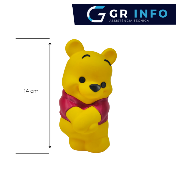 Personagem Ursinho Pooh lindo impresso em 3D